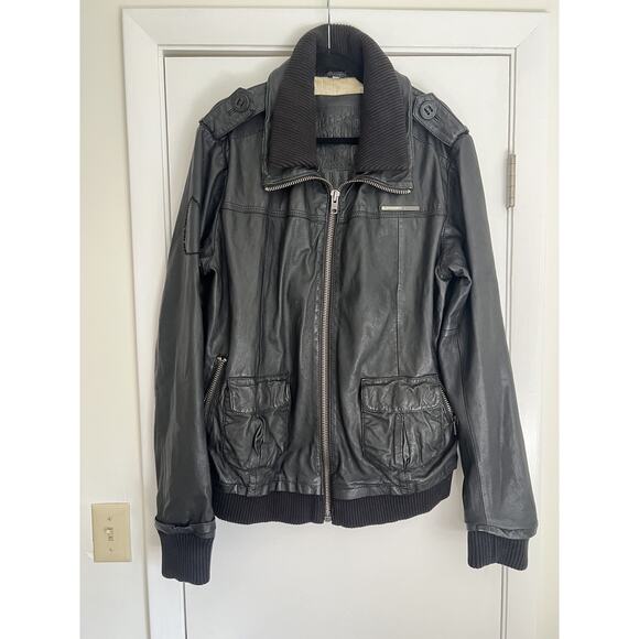 Superdry Brad Men's Leather Biker Jacket Size xxl David Beckham Japanese Style - Picture 1 of 15
